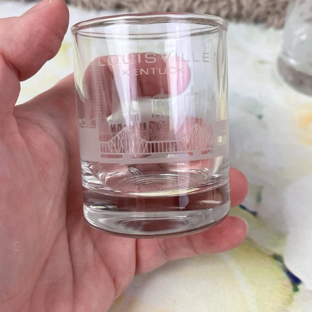 2 Jim Beam Urban Stillhouse Louisville Kentucky Shot Glass Glasses Scenery Thick